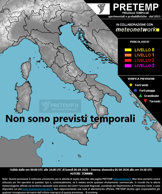 Mappa previsione del 06 aprile 2026