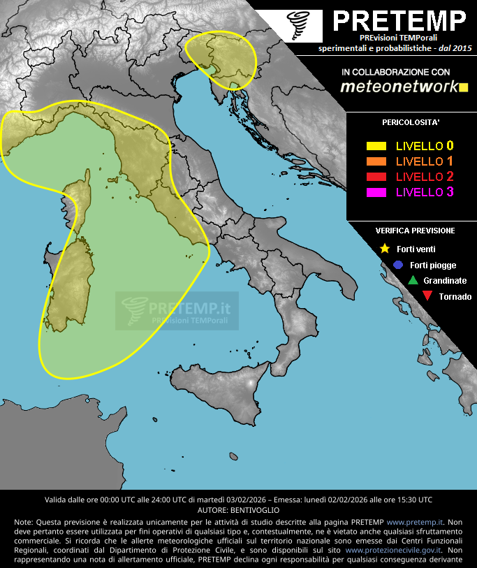 Mappa previsione del 03 febbraio 2026