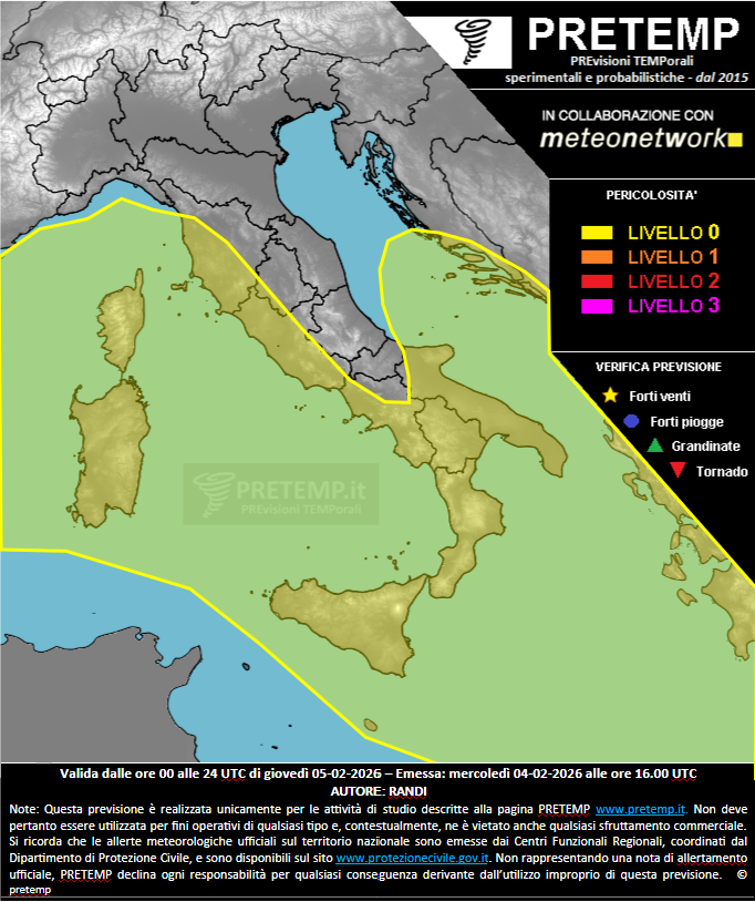 Mappa previsione del 05 febbraio 2026