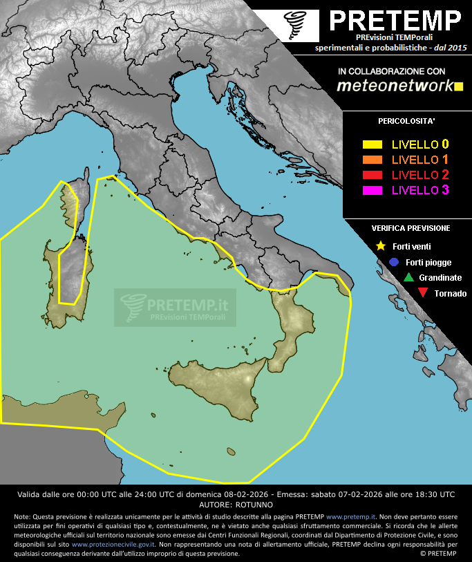 Mappa previsione del 08 febbraio 2026