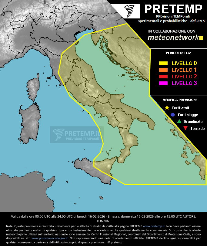 Mappa previsione del 16 febbraio 2026