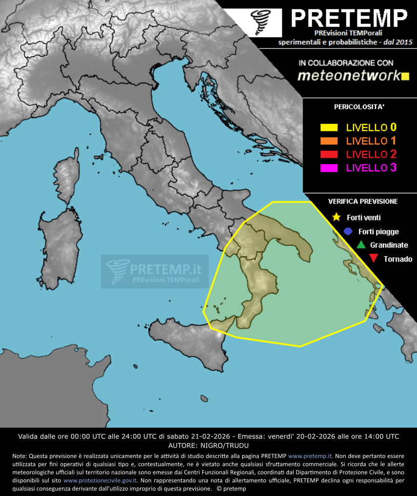 Mappa previsione del 21 febbraio 2026
