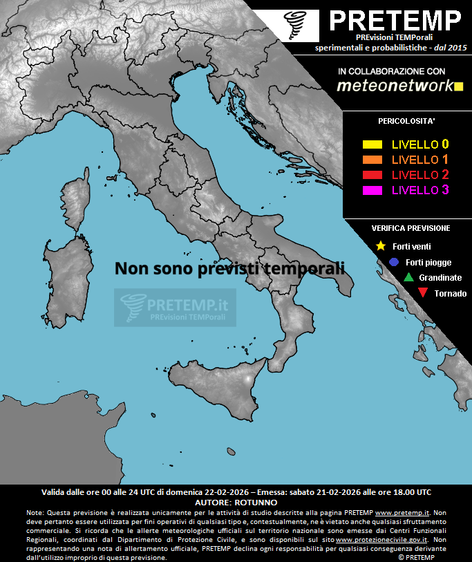 Mappa previsione del 22 febbraio 2026
