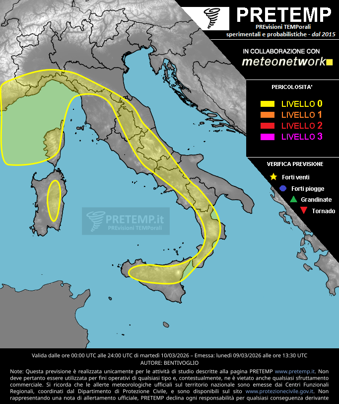 Mappa previsione del 10 marzo 2026