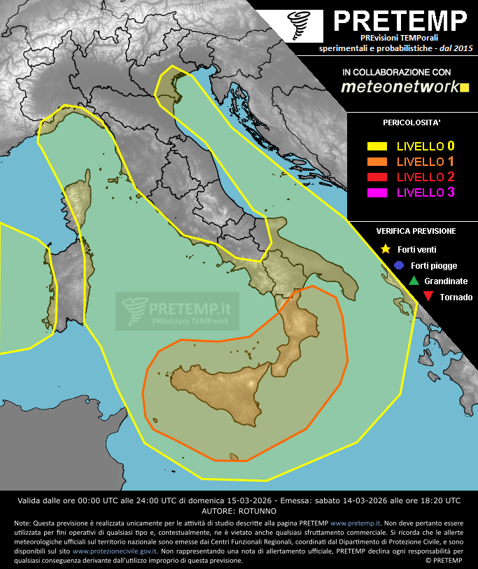 Mappa previsione del 15 marzo 2026