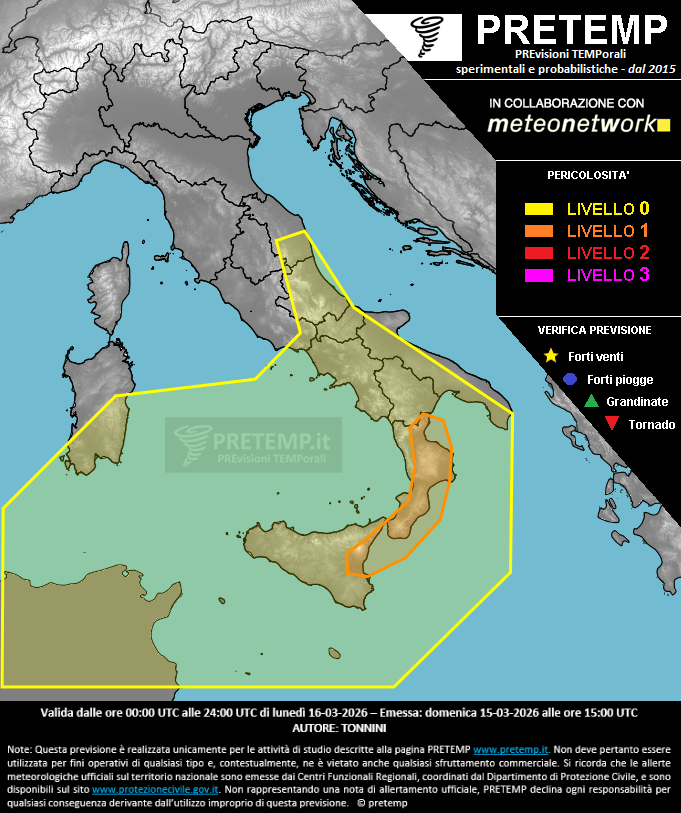 Mappa previsione del 16 marzo 2026