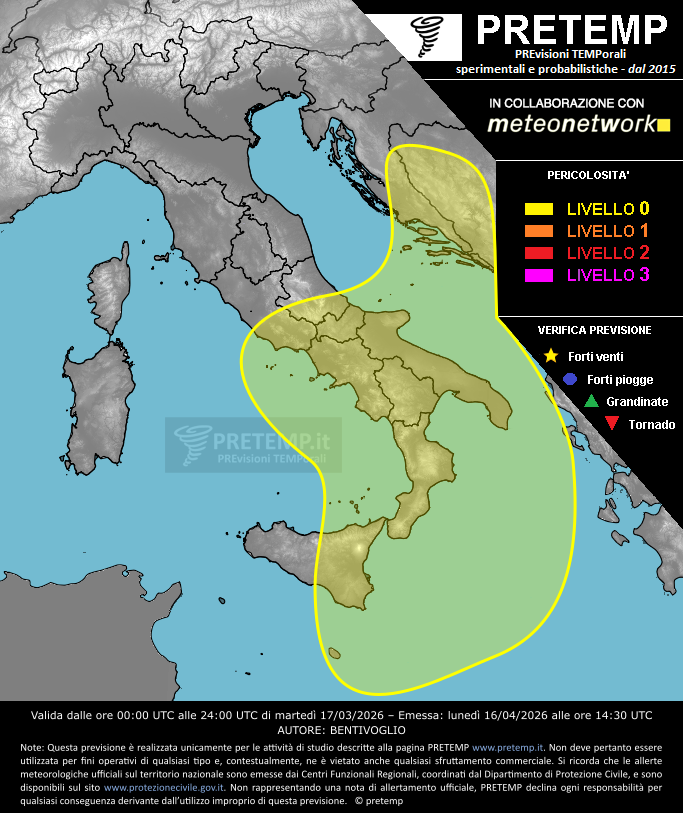 Mappa previsione del 17 marzo 2026