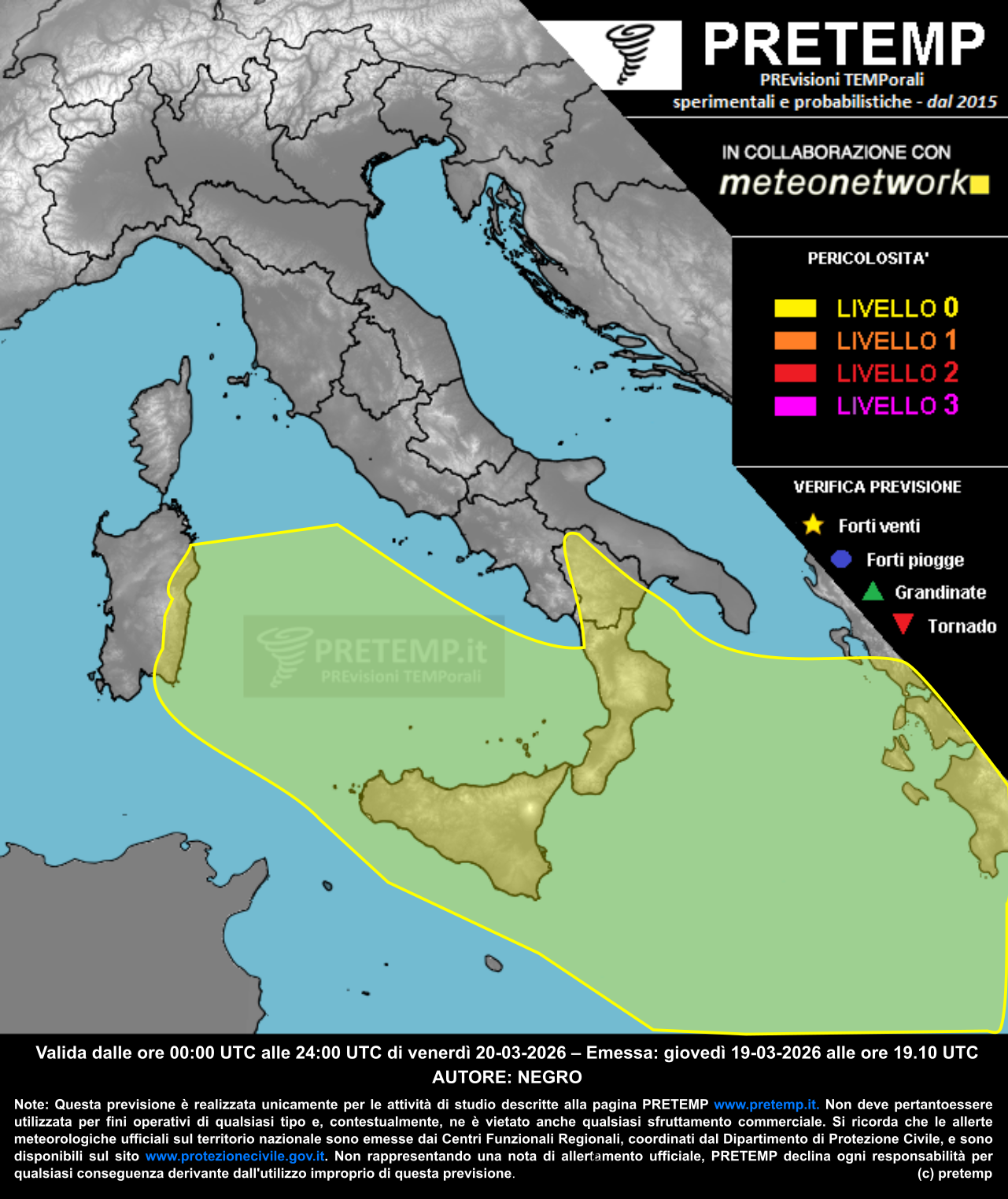Mappa previsione del 20 marzo 2026