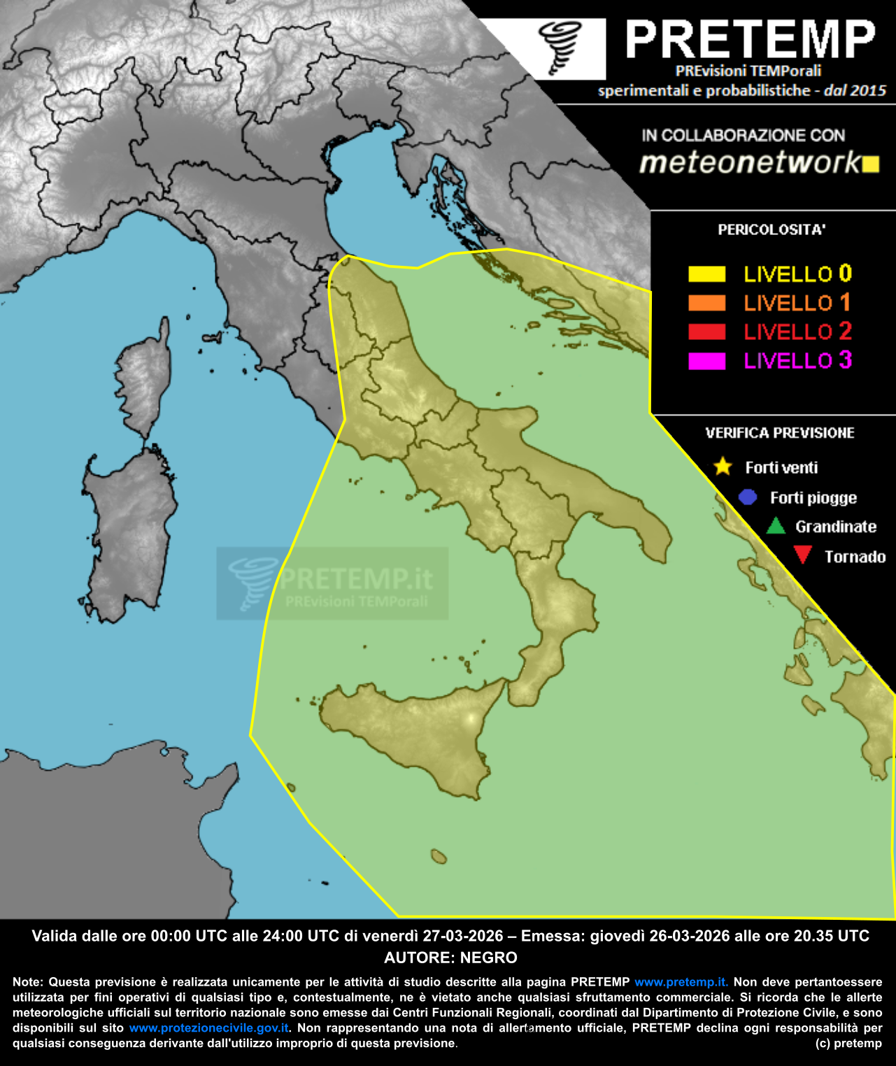 Mappa previsione del 27 marzo 2026