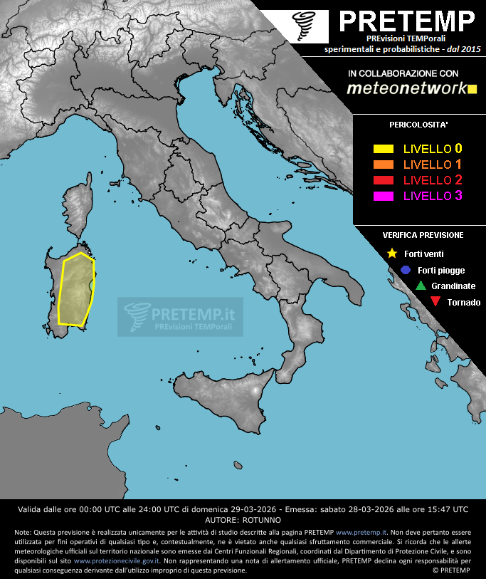 Mappa previsione del 29 marzo 2026