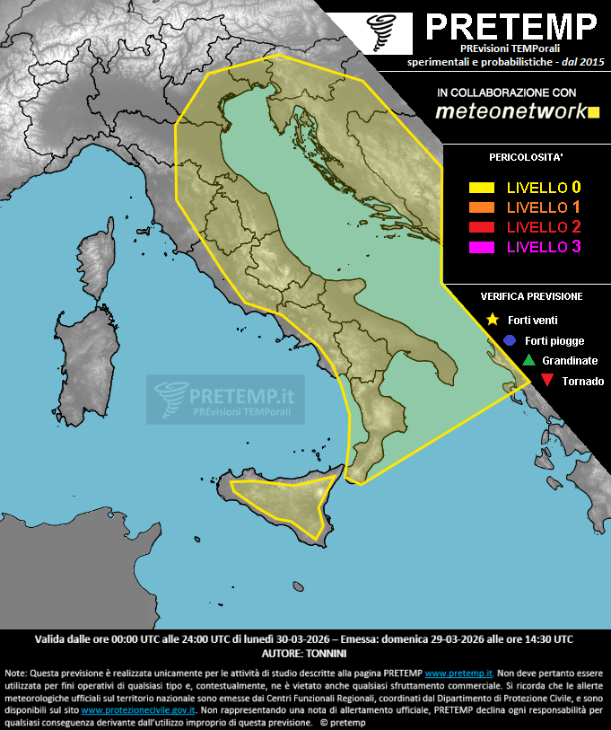 Mappa previsione del 30 marzo 2026