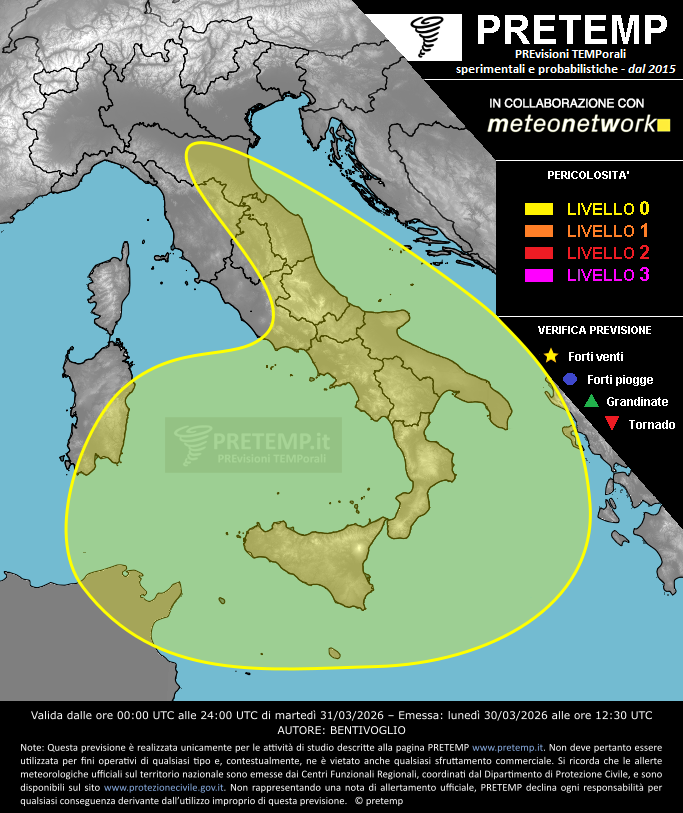 Mappa previsione del 31 marzo 2026