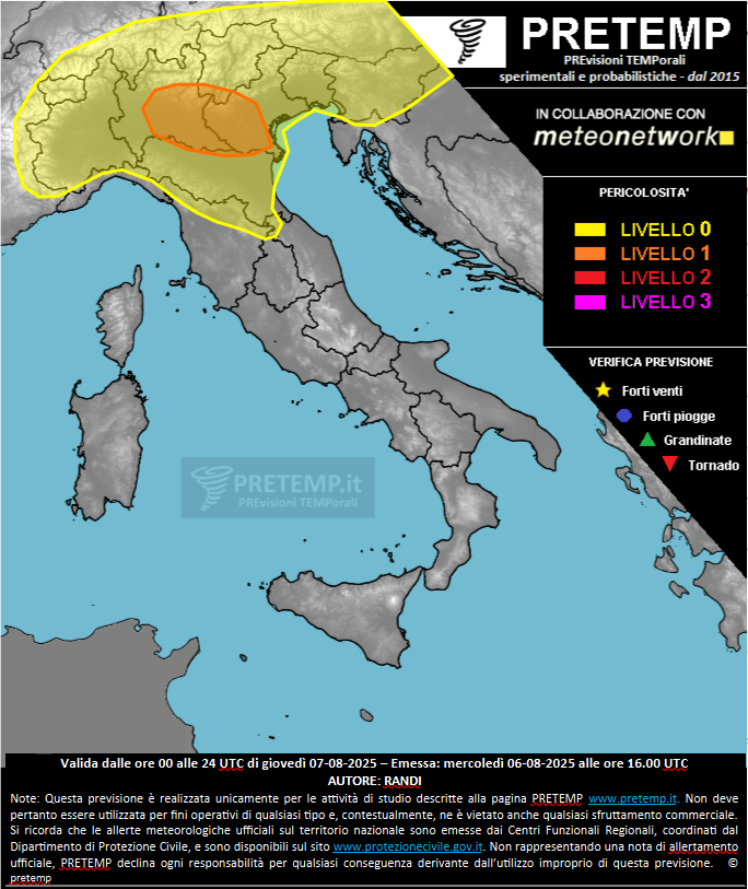 Mappa previsione del 07 agosto 2025