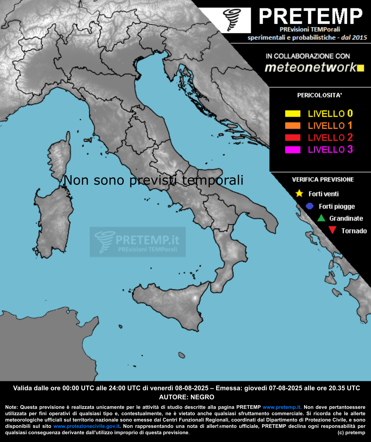 Mappa previsione del 08 agosto 2025