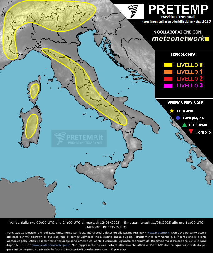 Mappa previsione del 12 agosto 2025