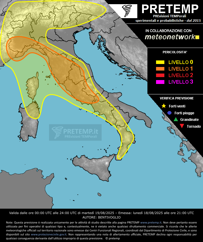 Mappa previsione del 19 agosto 2025