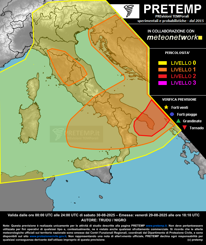 Mappa previsione del 30 agosto 2025