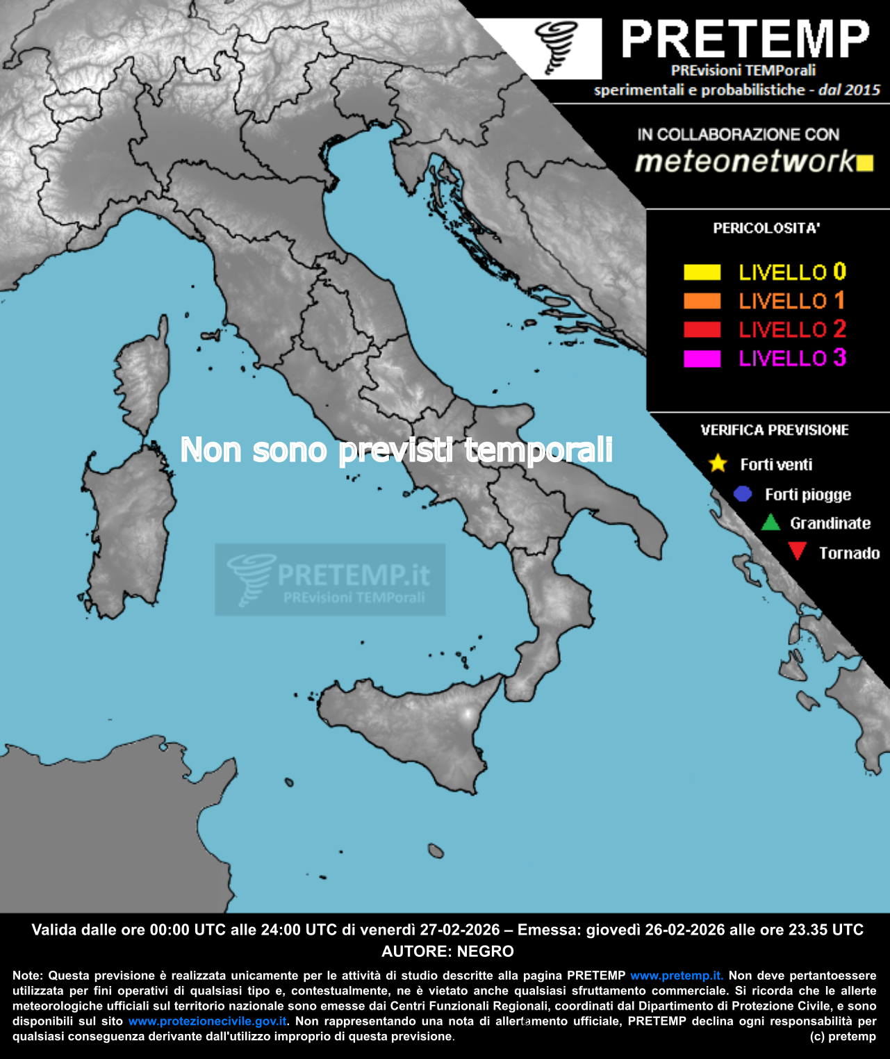 Mappa previsione del 27 febbraio 2026