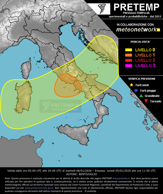 Mappa previsione del 06 gennaio 2026