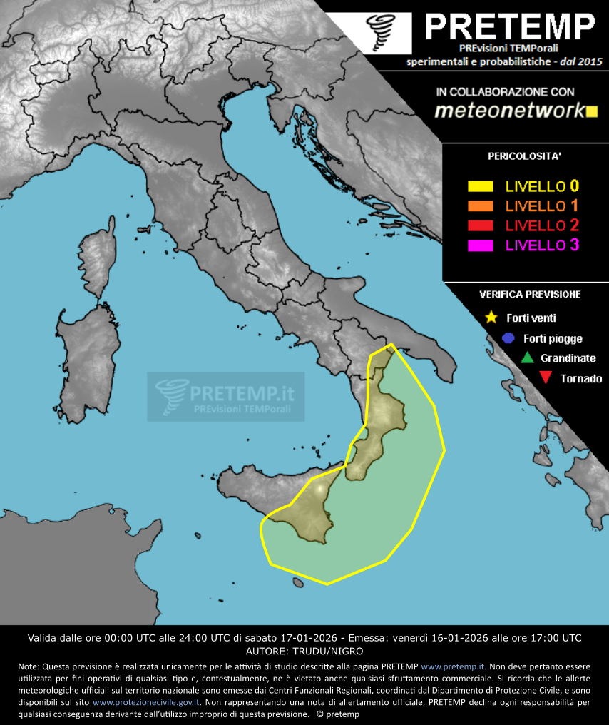 Mappa previsione del 17 gennaio 2026