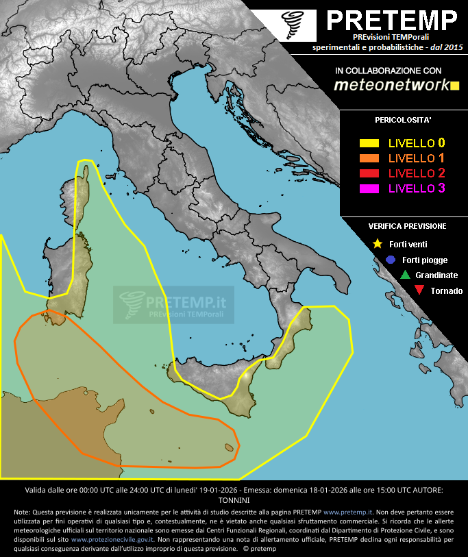 Mappa previsione del 19 gennaio 2026