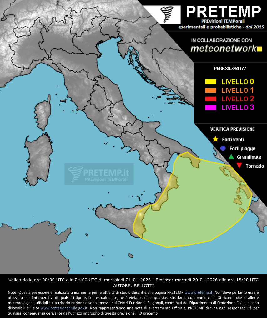 Mappa previsione del 21 gennaio 2026