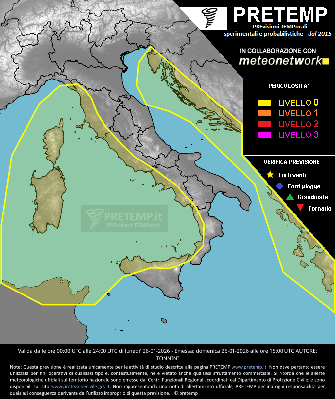 Mappa previsione del 26 gennaio 2026