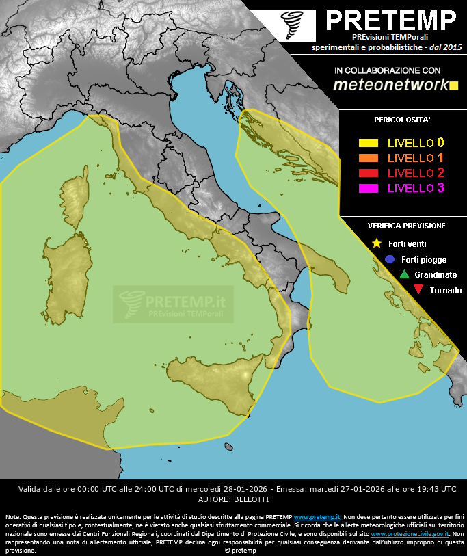 Mappa previsione del 28 gennaio 2026