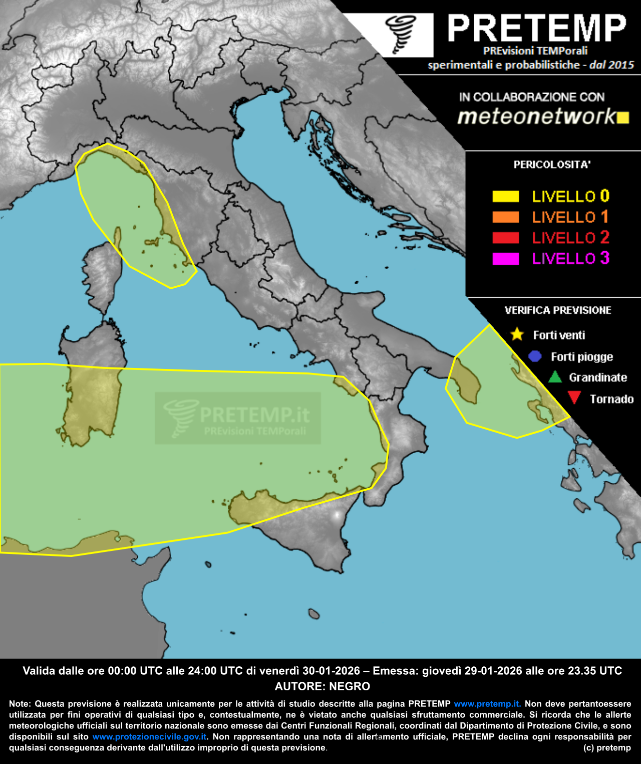 Mappa previsione del 30 gennaio 2026