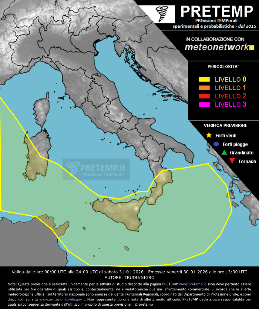 Mappa previsione del 31 gennaio 2026