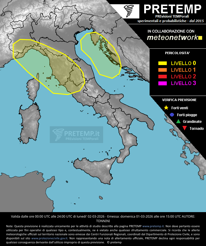 Mappa previsione del 02 marzo 2026