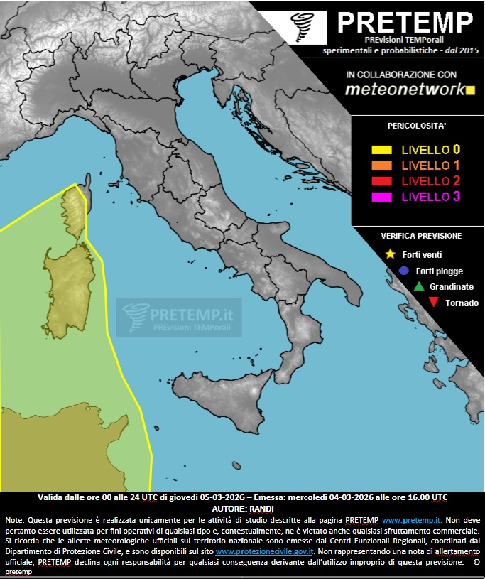 Mappa previsione del 05 marzo 2026
