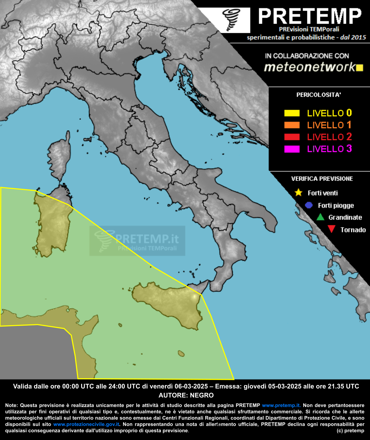Mappa previsione del 06 marzo 2026