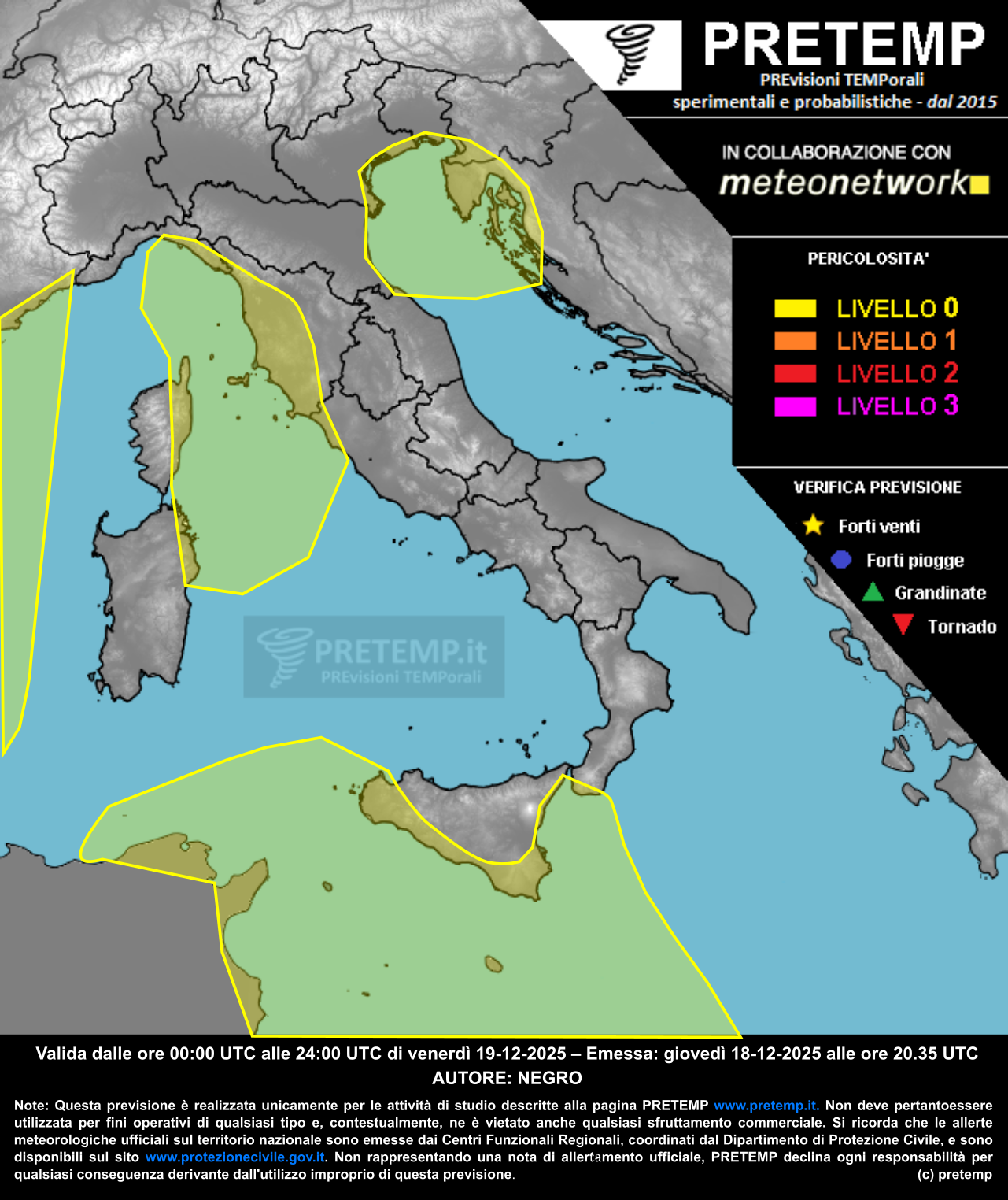Mappa previsione del 19 dicembre 2025