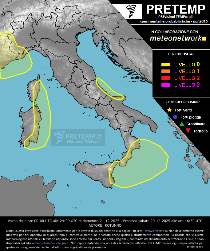 Mappa previsione del 21 dicembre 2025