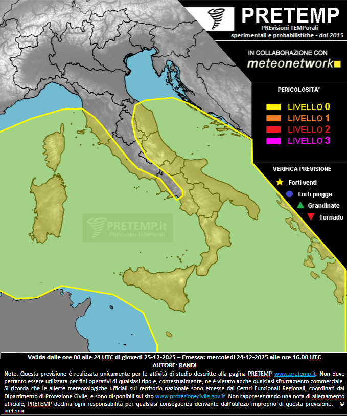 Mappa previsione del 25 dicembre 2025