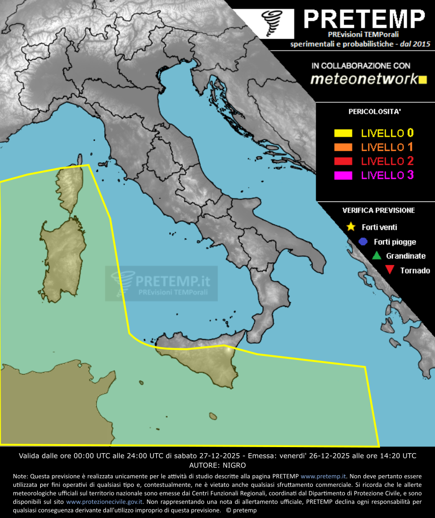 Mappa previsione del 27 dicembre 2025
