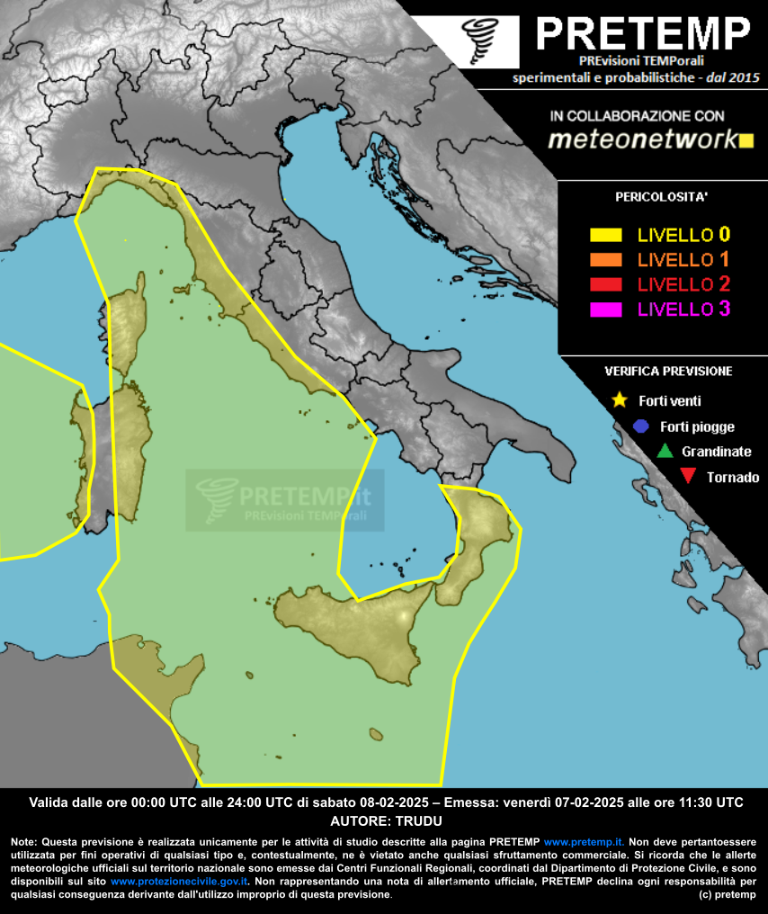 Mappa previsione del 08 febbraio 2025