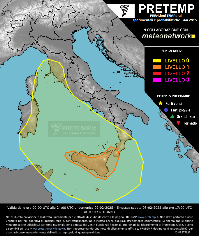 Mappa previsione del 09 febbraio 2025