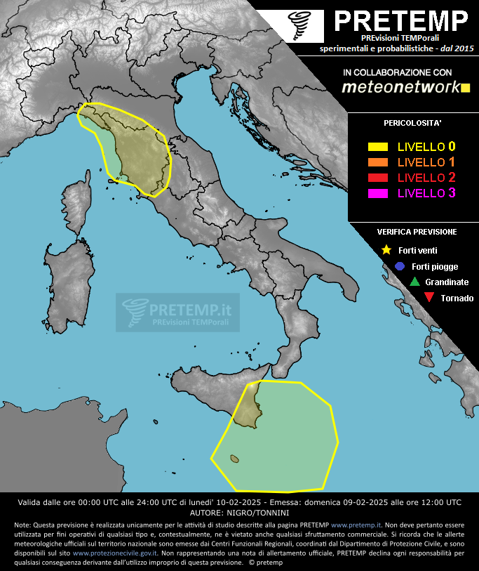 Mappa previsione del 10 febbraio 2025