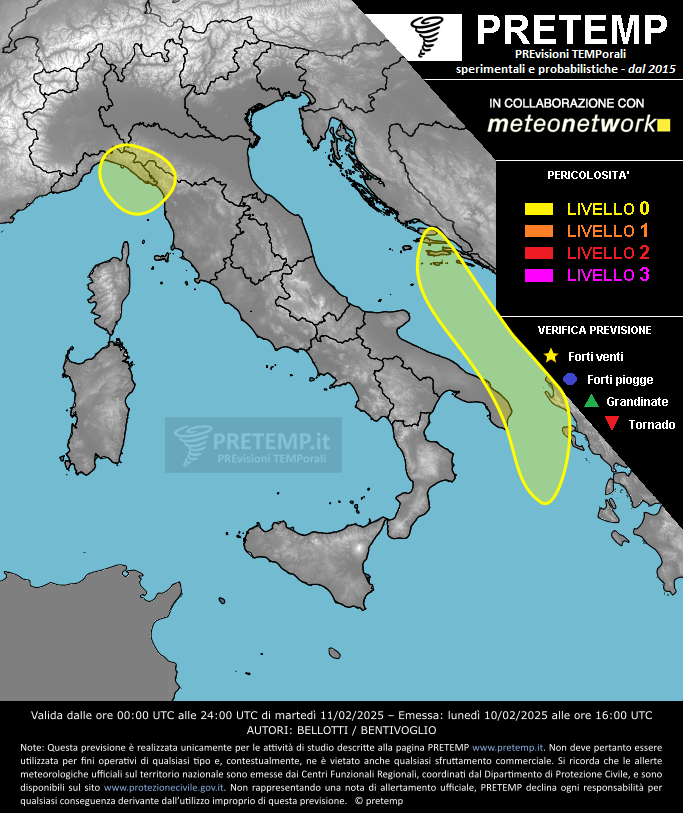 Mappa previsione del 11 febbraio 2025