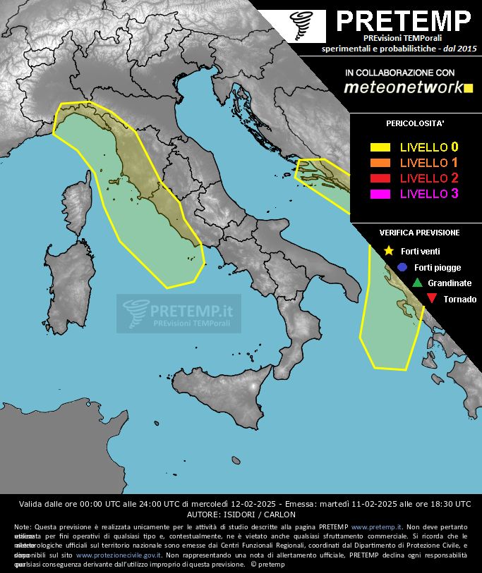 Mappa previsione del 12 febbraio 2025