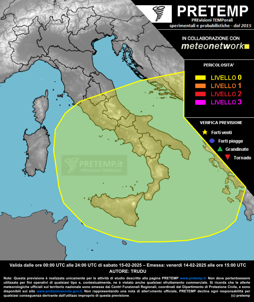 Mappa previsione del 15 febbraio 2025