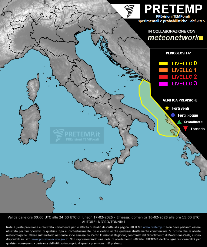 Mappa previsione del 17 febbraio 2025
