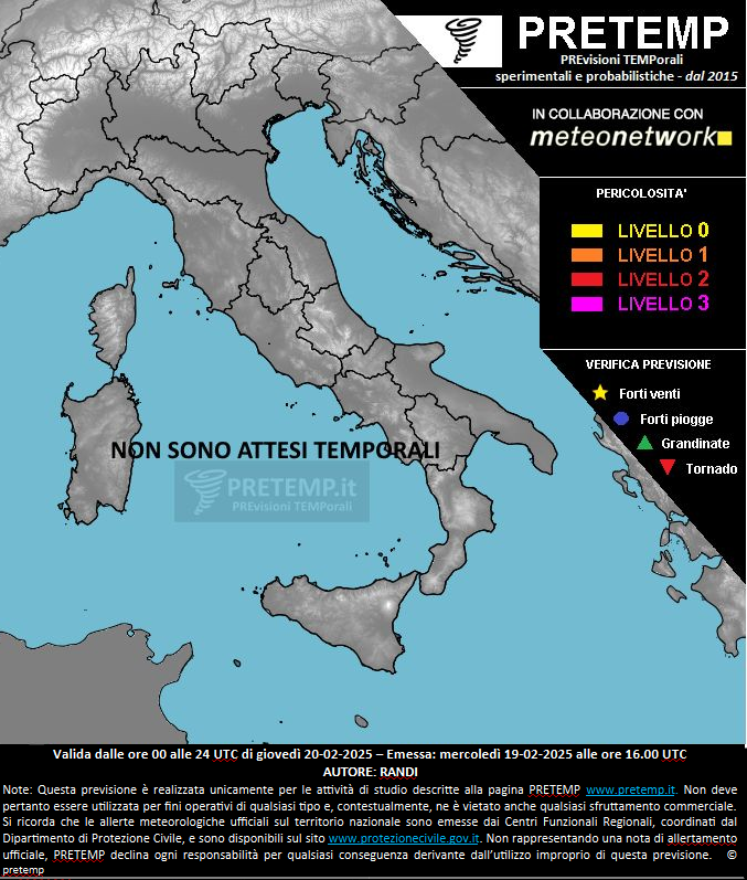 Mappa previsione del 20 febbraio 2025