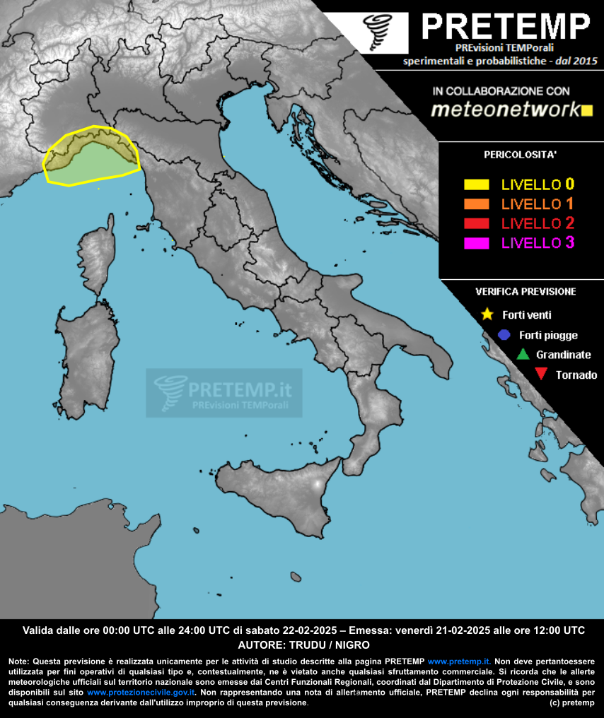 Mappa previsione del 22 febbraio 2025
