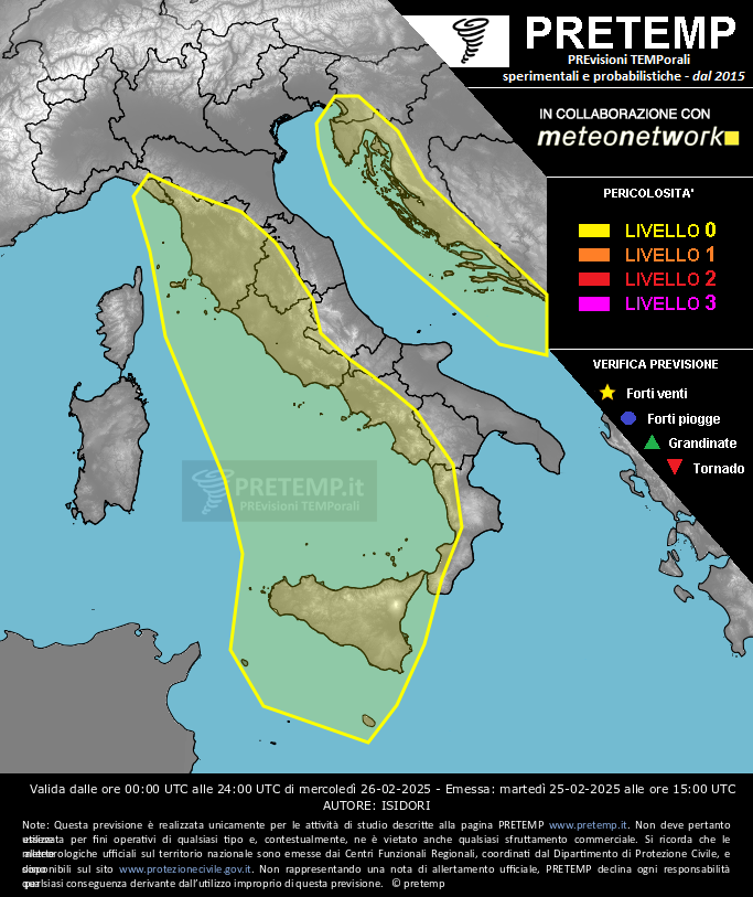 Mappa previsione del 26 febbraio 2025