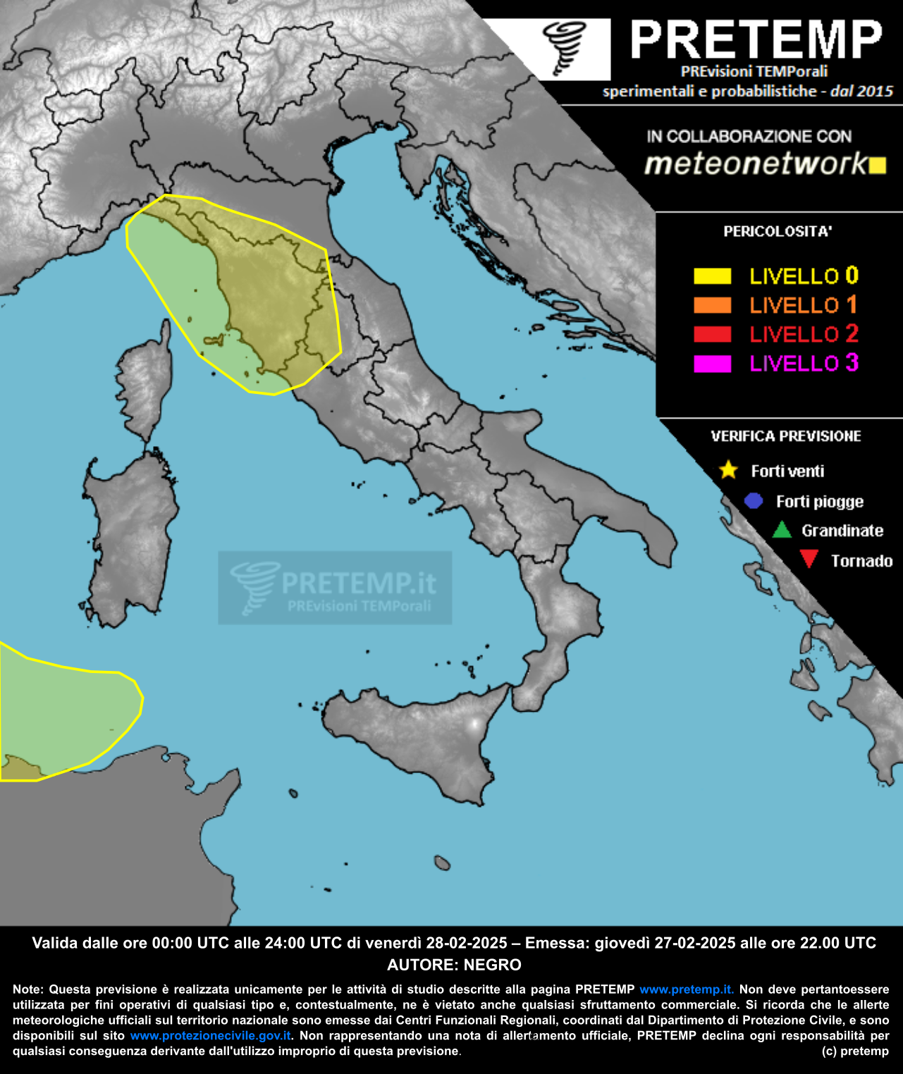 Mappa previsione del 28 febbraio 2025
