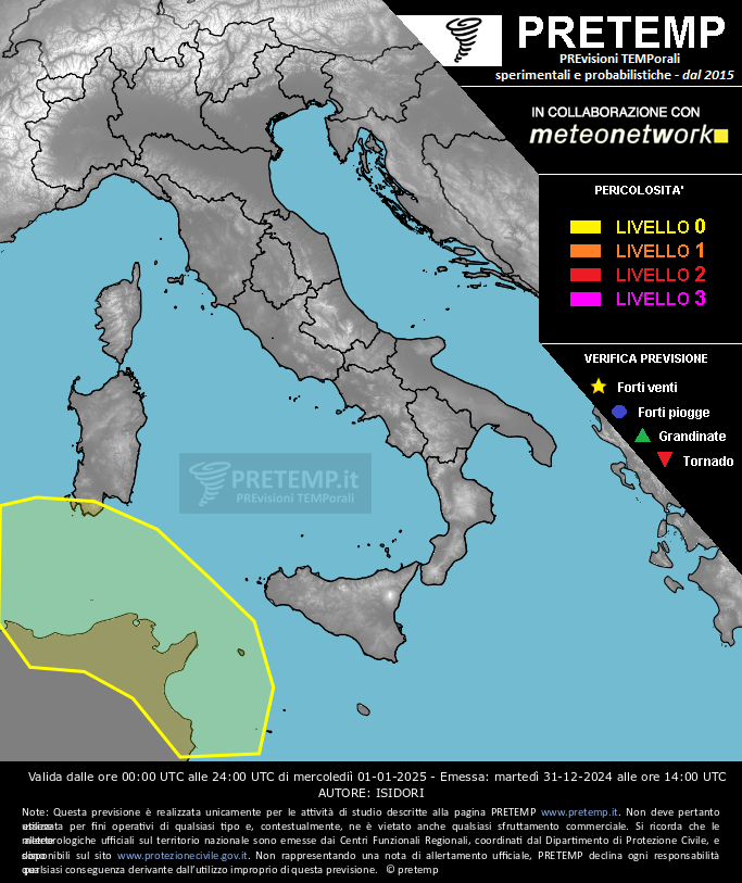 Mappa previsione del 01 gennaio 2025