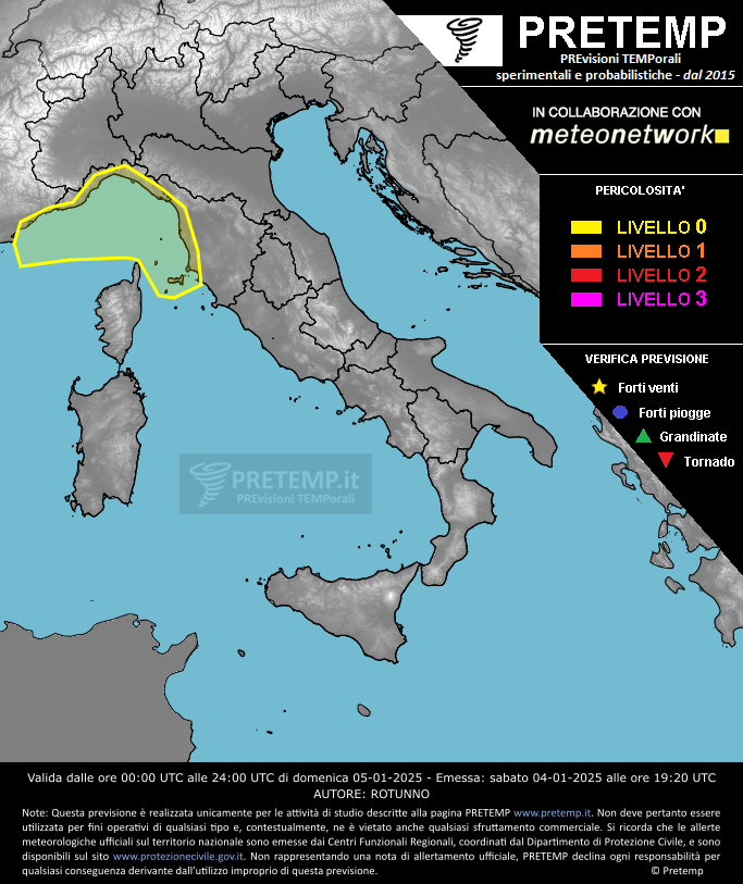 Mappa previsione del 05 gennaio 2025